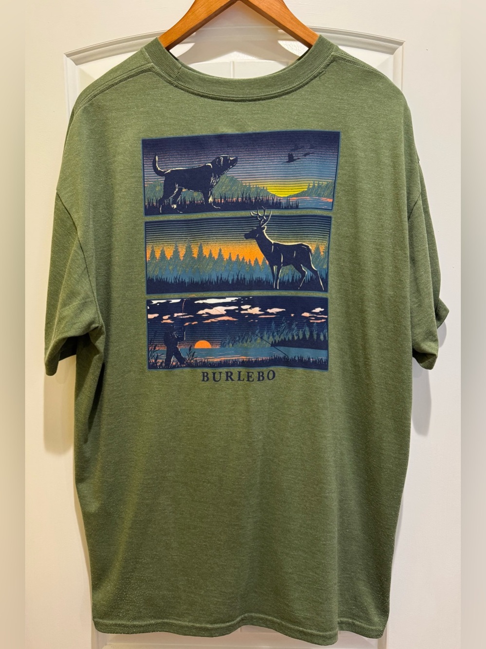 Burlebo Hunting/Fishing Short Sleeve Tee Mens XL Green ***LIKE NEW CONDITION***